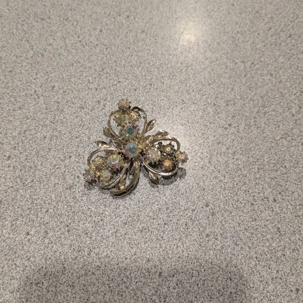 Silver and stone brooch